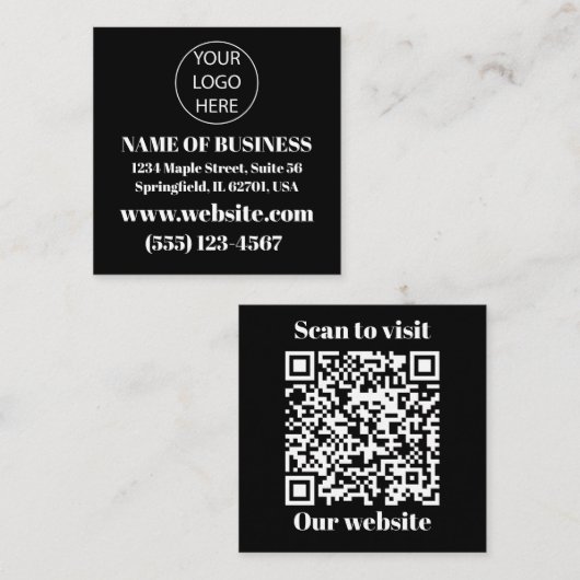 Carré Carte de visite avec logo et code QR (Devant / Derrière)