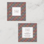 Carré Carte de visite avec motif de coquillages rétro. (Devant / Derrière)