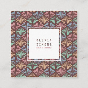 Carré Carte de visite avec motif de coquillages rétro.