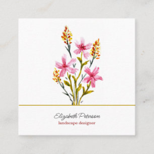 Carré Carte de visite avec motif de fleurs d'aquarelle.