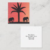 Carré Carte de visite avec silhouettes d'éléphant (Devant / Derrière)