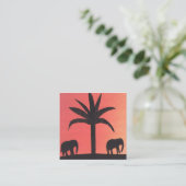 Carré Carte de visite avec silhouettes d'éléphant (Debout devant)