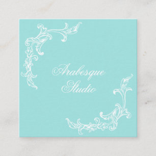 Carré Carte de visite bleu et blanc baroque