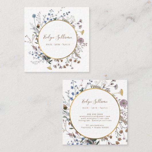 Carré Carte de visite Boho fleur sauvage (Devant / Derrière)
