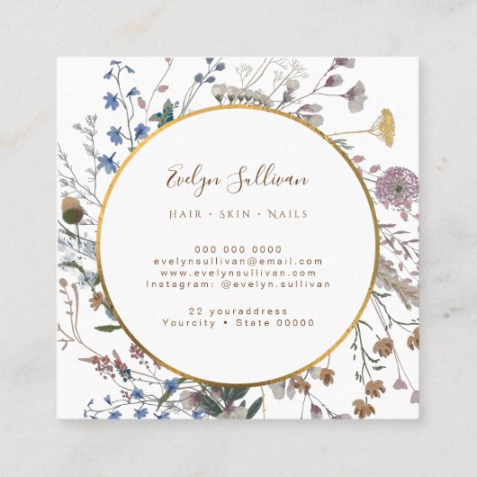 Carré Carte de visite Boho fleur sauvage (Dos)