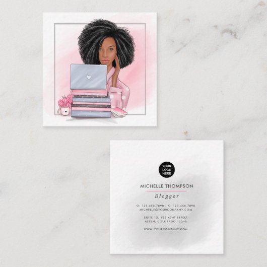 Carré Carte de visite Boss Lady Blogger (Devant / Derrière)