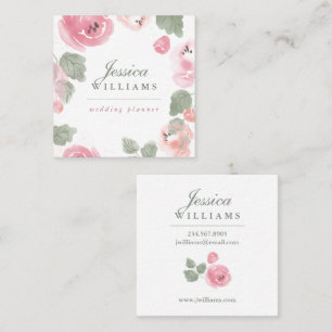 Carré Carte de visite botanique de roses roses
