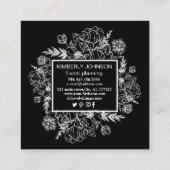 Carré Carte de visite botanique moderne noir blanc (Dos)