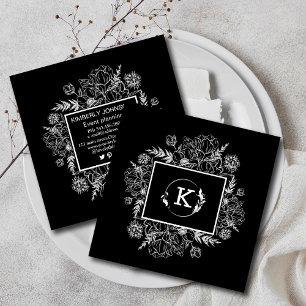 Carré Carte de visite botanique moderne noir blanc