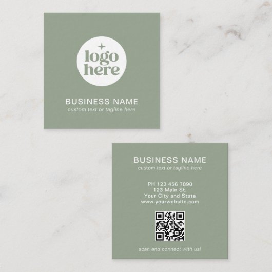 Carré Carte de visite carrée avec code QR et logo modern (Devant / Derrière)