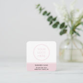 Carré Carte de visite carrée avec logo code QR rose blus (Debout devant)
