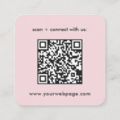 Carré Carte de visite carrée avec logo code QR rose blus (Dos)