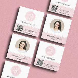 Carré Carte de visite carrée avec photo code QR logo ros