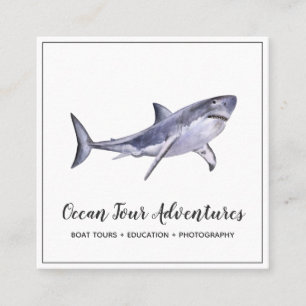 Carré Carte de visite carrée requin aquarelle