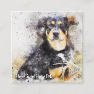 Carré Carte de visite Chien Aquarelle