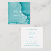 Carré Carte de visite d'aquarelle moderne en encre bleue (Devant / Derrière)