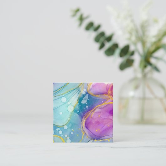 Carré Carte de visite d'aquarelle vide (Debout devant)