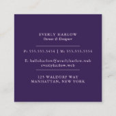 Carré Carte de visite d'aquarelle violet chic (Dos)