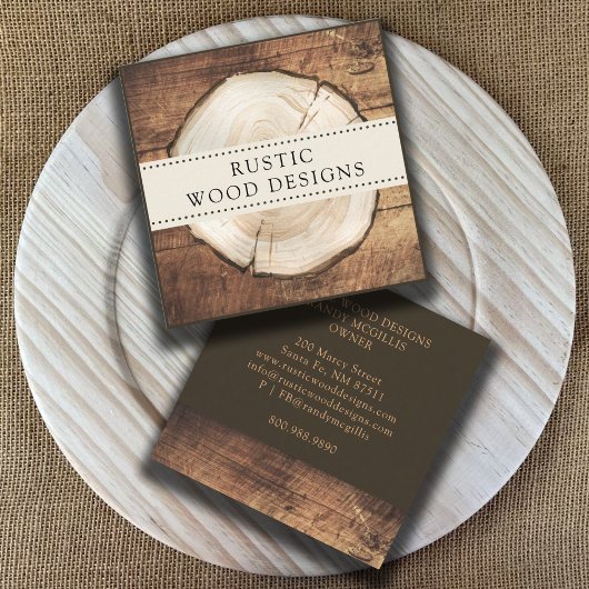 Carré Carte de visite de bois rustique