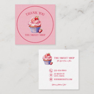 Carré Carte de visite de boulangerie Cupcake rose Text
