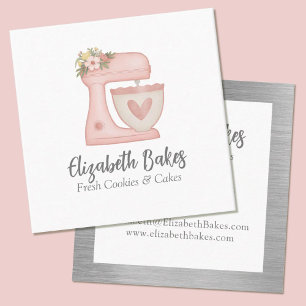 Carré Carte de visite de boulangerie Simple Mixer Floral