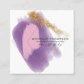 Carré Carte de visite de brosses rose et or (Devant)