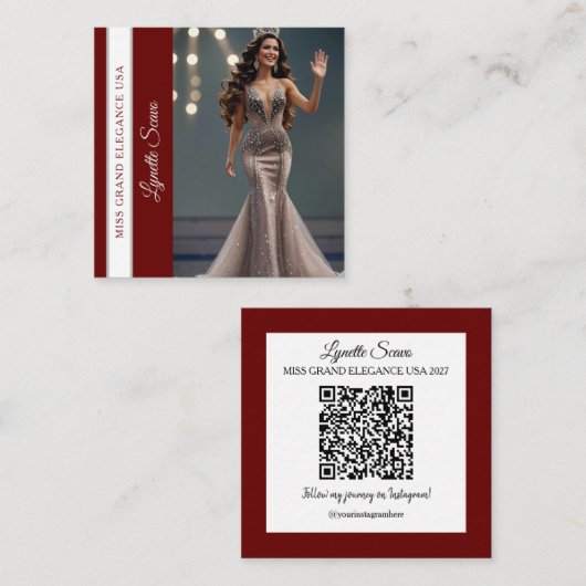 Carré Carte de visite de candidat Code QR Écharpe Carte (Devant / Derrière)