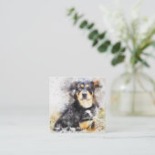 Carré Carte de visite de chien aquarelle (Debout devant)