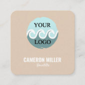 Carré Carte de visite de code QR, Logo beige doux minima (Devant)