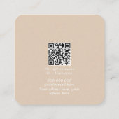 Carré Carte de visite de code QR, Logo beige doux minima (Dos)