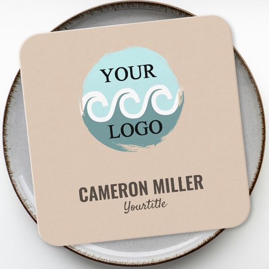 Carré Carte de visite de code QR, Logo beige doux minima