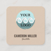 Carré Carte de visite de code QR, Logo beige doux minima (Devant)
