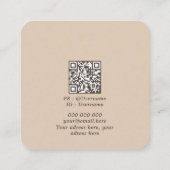 Carré Carte de visite de code QR, Logo beige doux minima (Dos)
