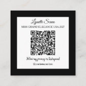 Carré Carte de visite de concours de beauté QR Code Sash (Dos)