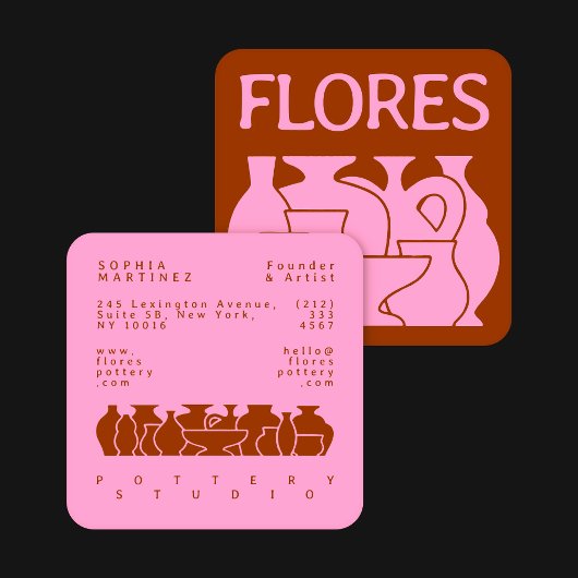 Carré Carte de visite de design en silhouette de vase de