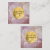 Carré Carte de visite de feuille d'or d'aquarelle (Devant / Derrière)