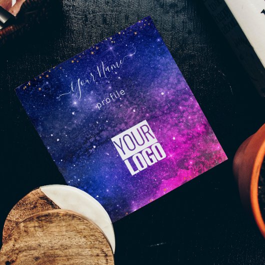 Carré carte de visite de galaxie violette