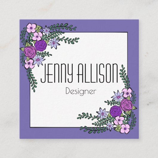Carré Carte de visite de guirlande de fleurs (Devant)