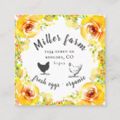 Carré Carte de visite de la ferme de printemps jaune (Devant)