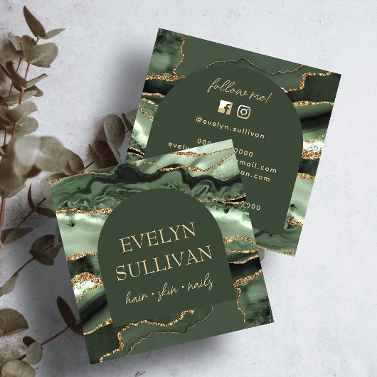 Carré Carte de visite de l'agate verte et de l'arc