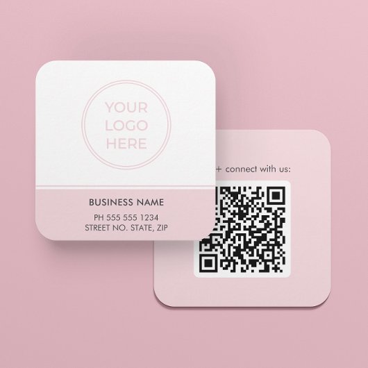 Carré Carte de visite de logo de code QR rose moderne