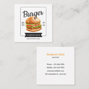 Carré carte de visite de logo pour hamburger de restaura