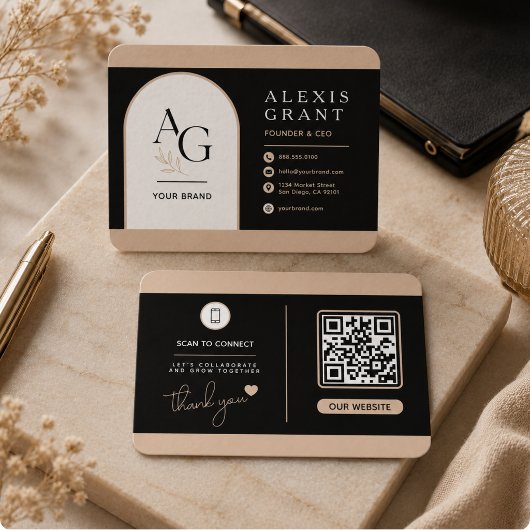 Carré Carte de visite de luxe avec QR code de branding n