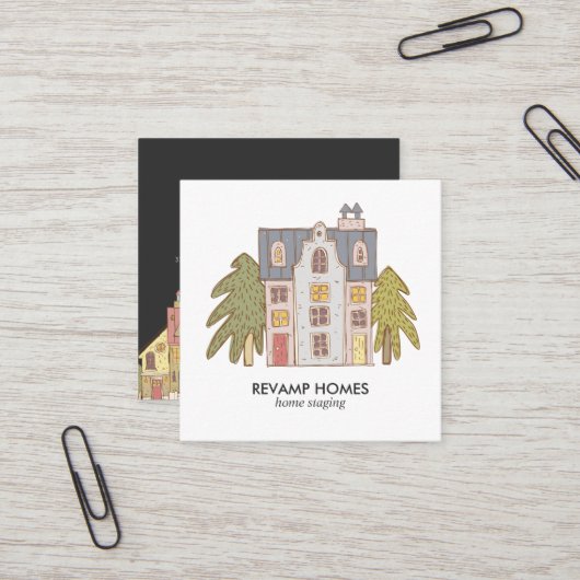 Carré Carte de visite de mise en scène de l'arrière-plan (Devant/Arrière en situation)