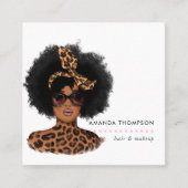 Carré Carte de visite de mode de beauté noire (Devant)