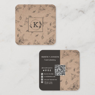 Carré Carte de visite de papier d'artisanat botanique mo