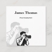 Carré Carte de visite de photographie de code QR monochr (Dos)