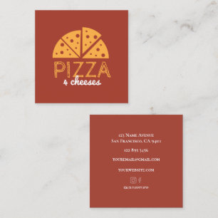 Carré Carte de visite de pizzeria simple design rouge ja