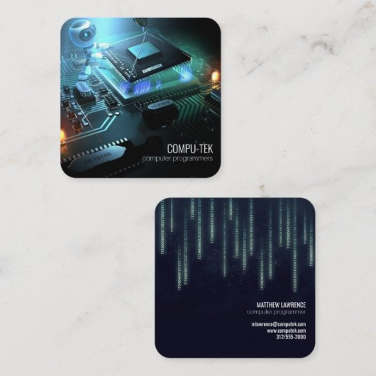 Carré carte de visite de programmeur informatique (Devant / Derrière)