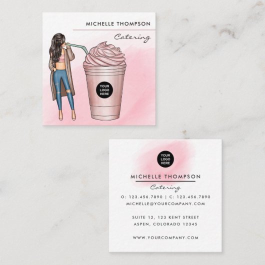 Carré Carte de visite de restauration à thème Café (Devant / Derrière)